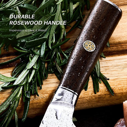 4.5in Serrated Utility Knife, Daimyo Series, Rosewood Handle