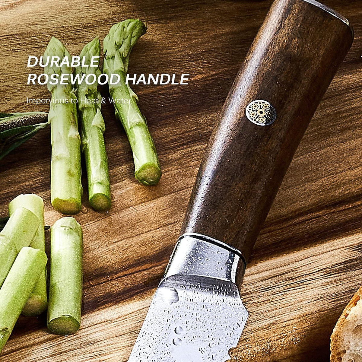 4.5in Serrated Utility Knife, Daimyo Series, Rosewood Handle