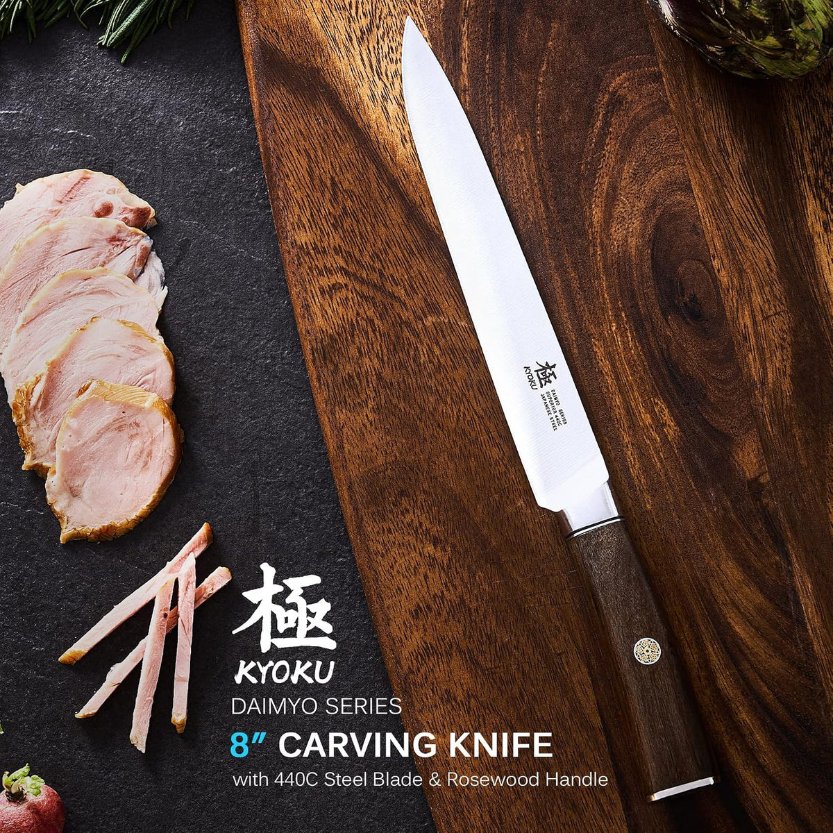 4.5in Serrated Utility Knife, Daimyo Series, Rosewood Handle
