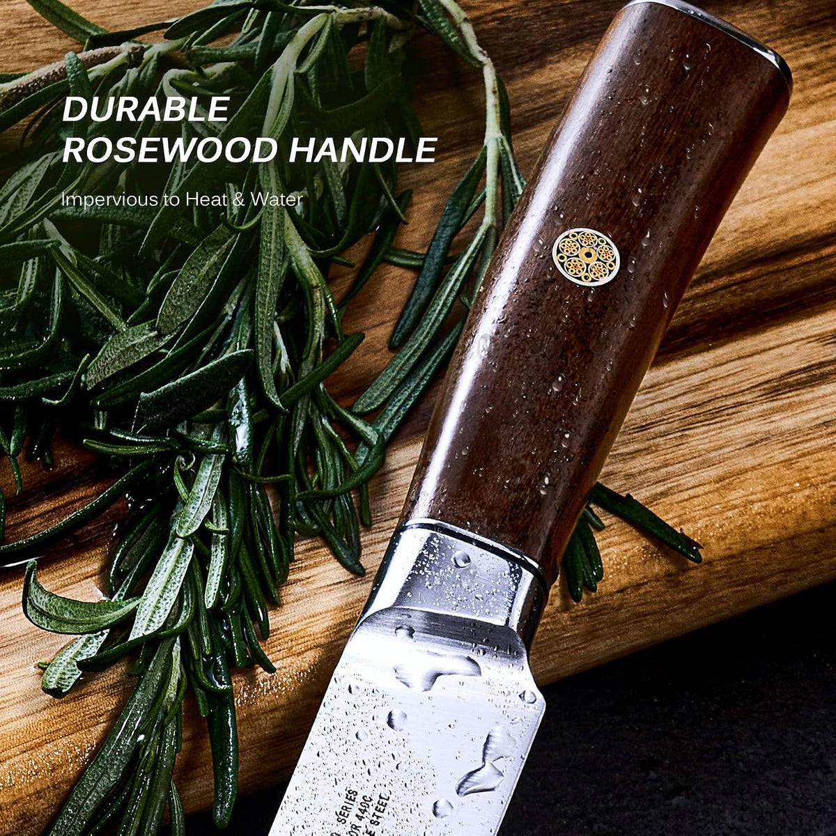4.5in Serrated Utility Knife, Daimyo Series, Rosewood Handle