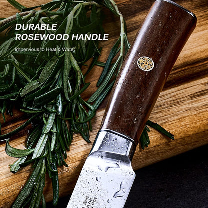 4.5in Serrated Utility Knife, Daimyo Series, Rosewood Handle