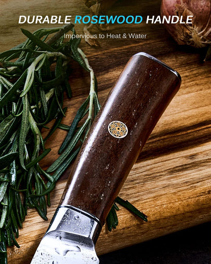 4.5in Serrated Utility Knife, Daimyo Series, Rosewood Handle