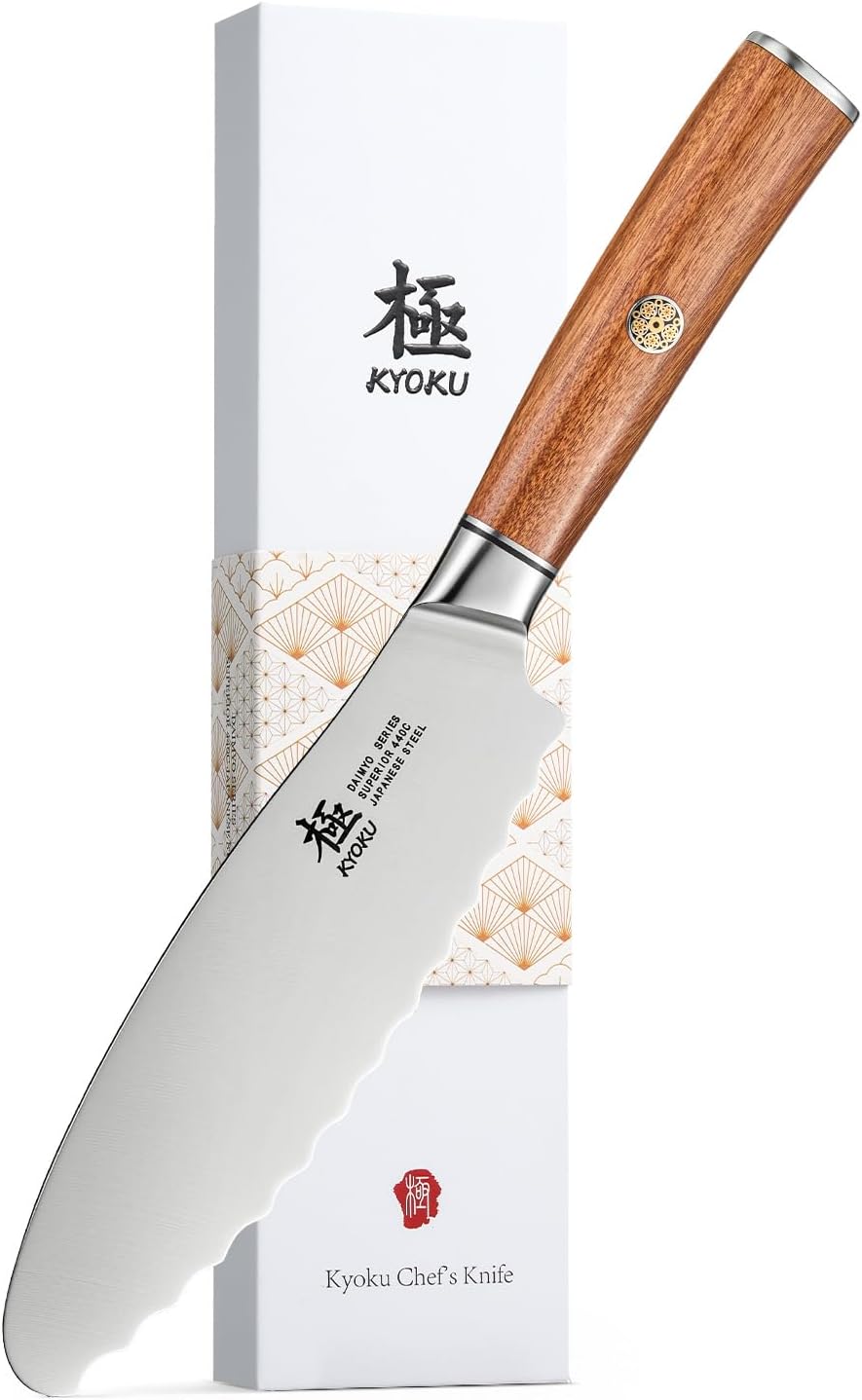 4.5in Serrated Utility Knife, Daimyo Series, Rosewood Handle