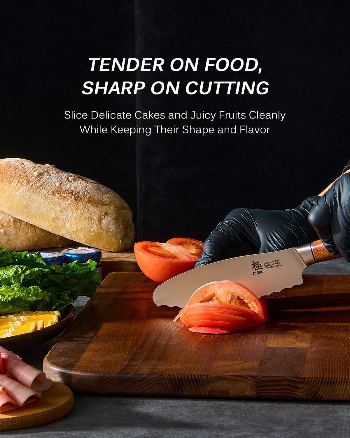 4.5in Serrated Utility Knife, Daimyo Series, Rosewood Handle