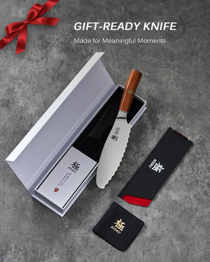 4.5in Serrated Utility Knife, Daimyo Series, Rosewood Handle