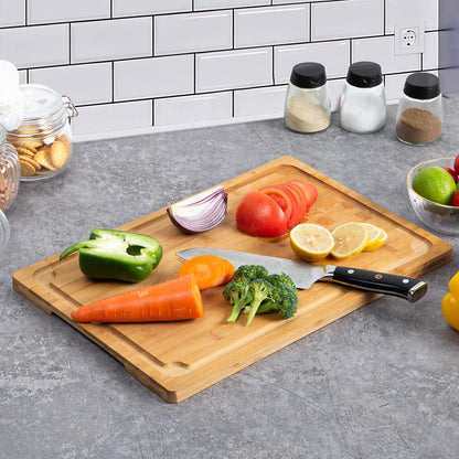 Extra Large Cutting Board, 17.6" Bamboo Cutting Boards for Kitchen with Juice Groove and Handles Kitchen Chopping Board for Meat Cheese board Heavy Duty Serving Tray, XL