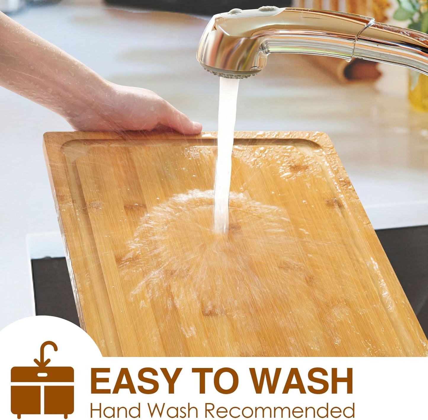 Extra Large Cutting Board, 17.6" Bamboo Cutting Boards for Kitchen with Juice Groove and Handles Kitchen Chopping Board for Meat Cheese board Heavy Duty Serving Tray, XL