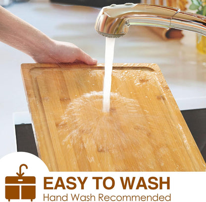 Extra Large Cutting Board, 17.6" Bamboo Cutting Boards for Kitchen with Juice Groove and Handles Kitchen Chopping Board for Meat Cheese board Heavy Duty Serving Tray, XL