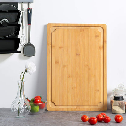 Extra Large Cutting Board, 17.6" Bamboo Cutting Boards for Kitchen with Juice Groove and Handles Kitchen Chopping Board for Meat Cheese board Heavy Duty Serving Tray, XL