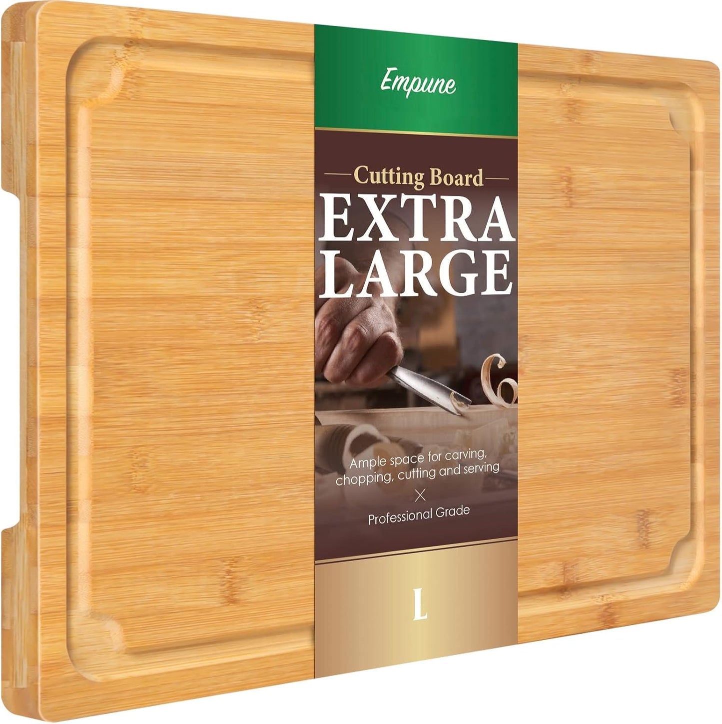 Extra Large Cutting Board, 17.6" Bamboo Cutting Boards for Kitchen with Juice Groove and Handles Kitchen Chopping Board for Meat Cheese board Heavy Duty Serving Tray, XL