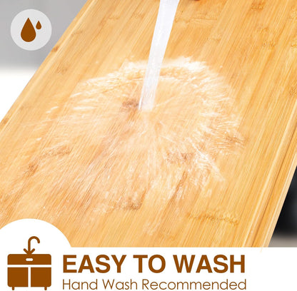 Extra Large Cutting Board, 17.6" Bamboo Cutting Boards for Kitchen with Juice Groove and Handles Kitchen Chopping Board for Meat Cheese board Heavy Duty Serving Tray, XL