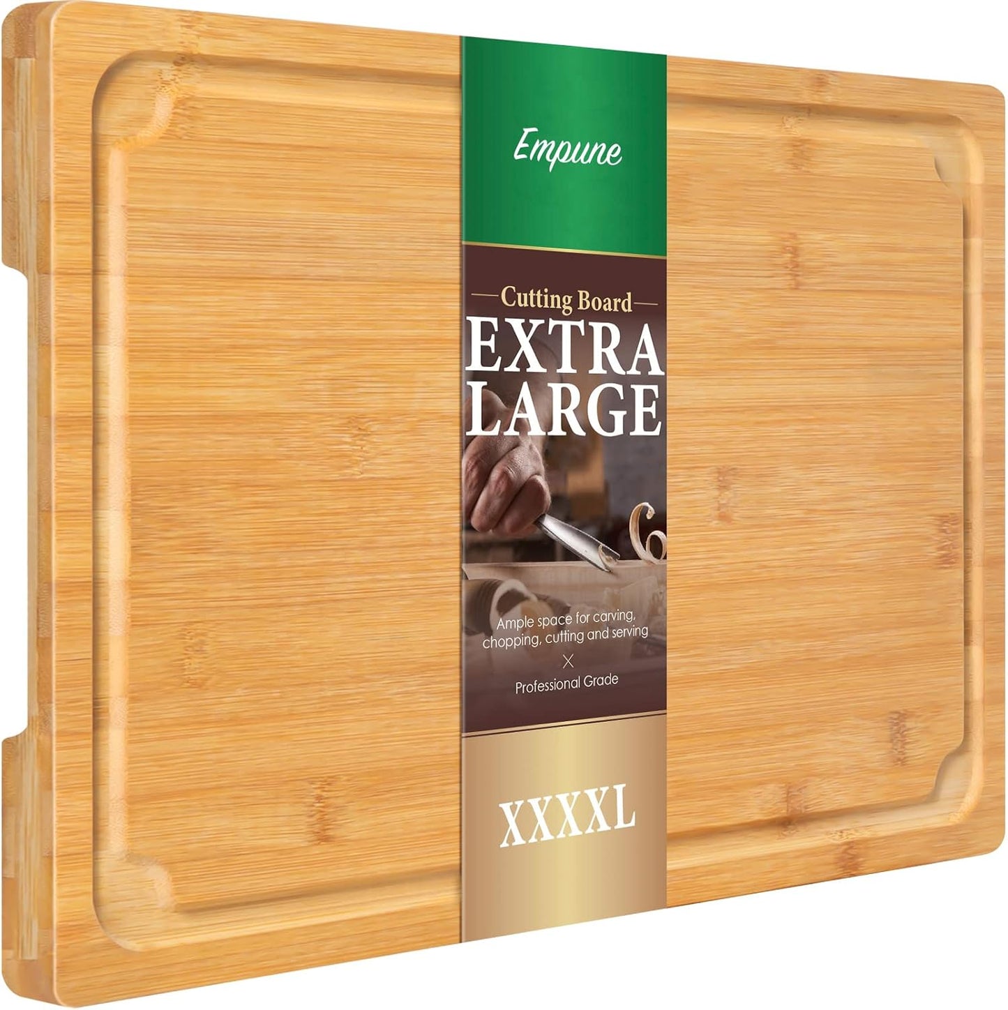 Extra Large Cutting Board, 17.6" Bamboo Cutting Boards for Kitchen with Juice Groove and Handles Kitchen Chopping Board for Meat Cheese board Heavy Duty Serving Tray, XL