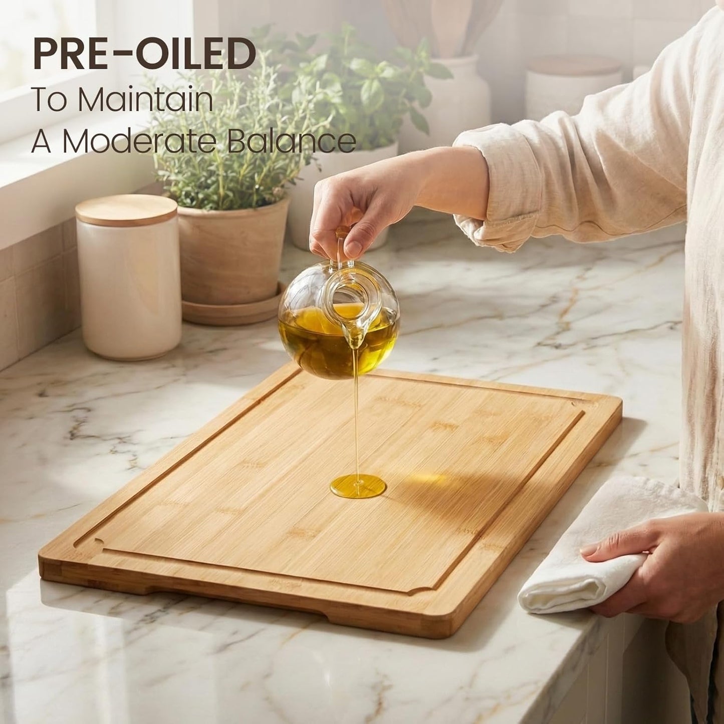 Extra Large Cutting Board, 17.6" Bamboo Cutting Boards for Kitchen with Juice Groove and Handles Kitchen Chopping Board for Meat Cheese board Heavy Duty Serving Tray, XL
