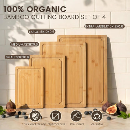 Extra Large Cutting Board, 17.6" Bamboo Cutting Boards for Kitchen with Juice Groove and Handles Kitchen Chopping Board for Meat Cheese board Heavy Duty Serving Tray, XL