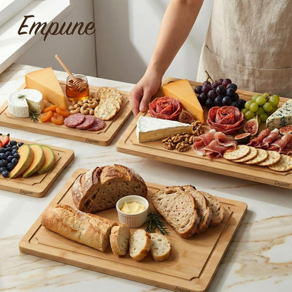 Extra Large Cutting Board, 17.6" Bamboo Cutting Boards for Kitchen with Juice Groove and Handles Kitchen Chopping Board for Meat Cheese board Heavy Duty Serving Tray, XL