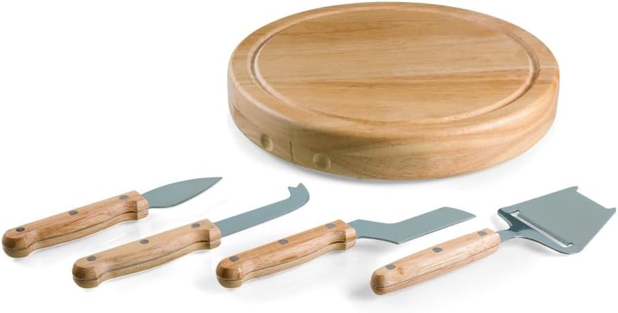 PICNIC TIME NCAA Circo Cheese Board and Knife Set - Charcuterie Board Set - Wood Cutting Board - Colors A