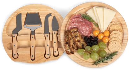 PICNIC TIME NCAA Circo Cheese Board and Knife Set - Charcuterie Board Set - Wood Cutting Board - Colors A