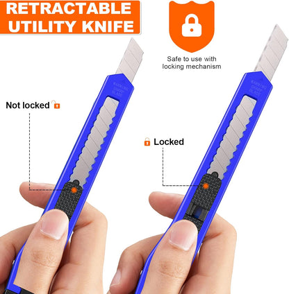 120 Utility Knife Box Cutters Utility Knife Retractable 9 mm Wide Blade with Safety Lock Compact Box Cutter Replacement for Home Office Arts Crafts Hobby