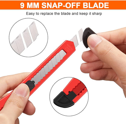 120 Utility Knife Box Cutters Utility Knife Retractable 9 mm Wide Blade with Safety Lock Compact Box Cutter Replacement for Home Office Arts Crafts Hobby