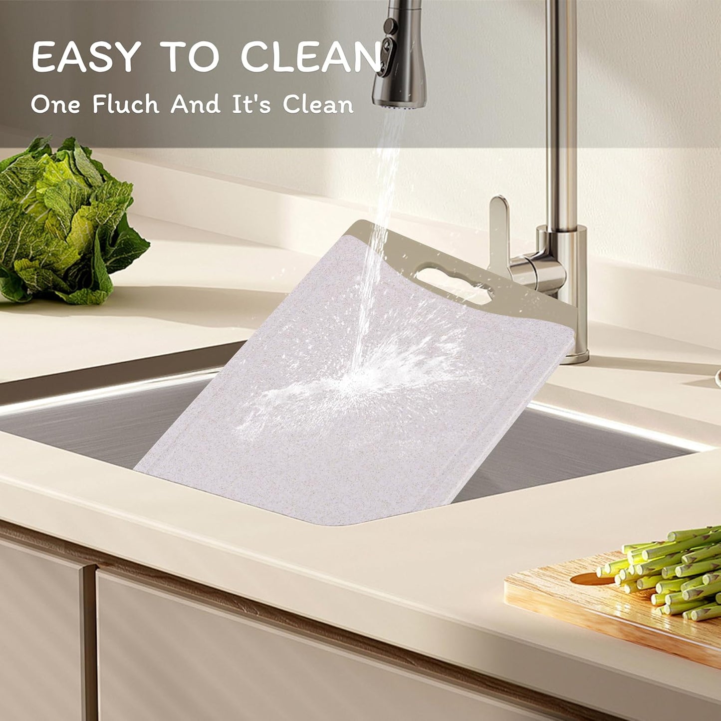 Cutting Board for Kitchen, Wheat Straw Fiber Cutting Board, Dish Washer Safe, w/Juice Grooves for Meat, Veggies, Easy Grip Handle, Non-slip Surface Eco-friendly Serveware Accessories （10‘x6.3’）