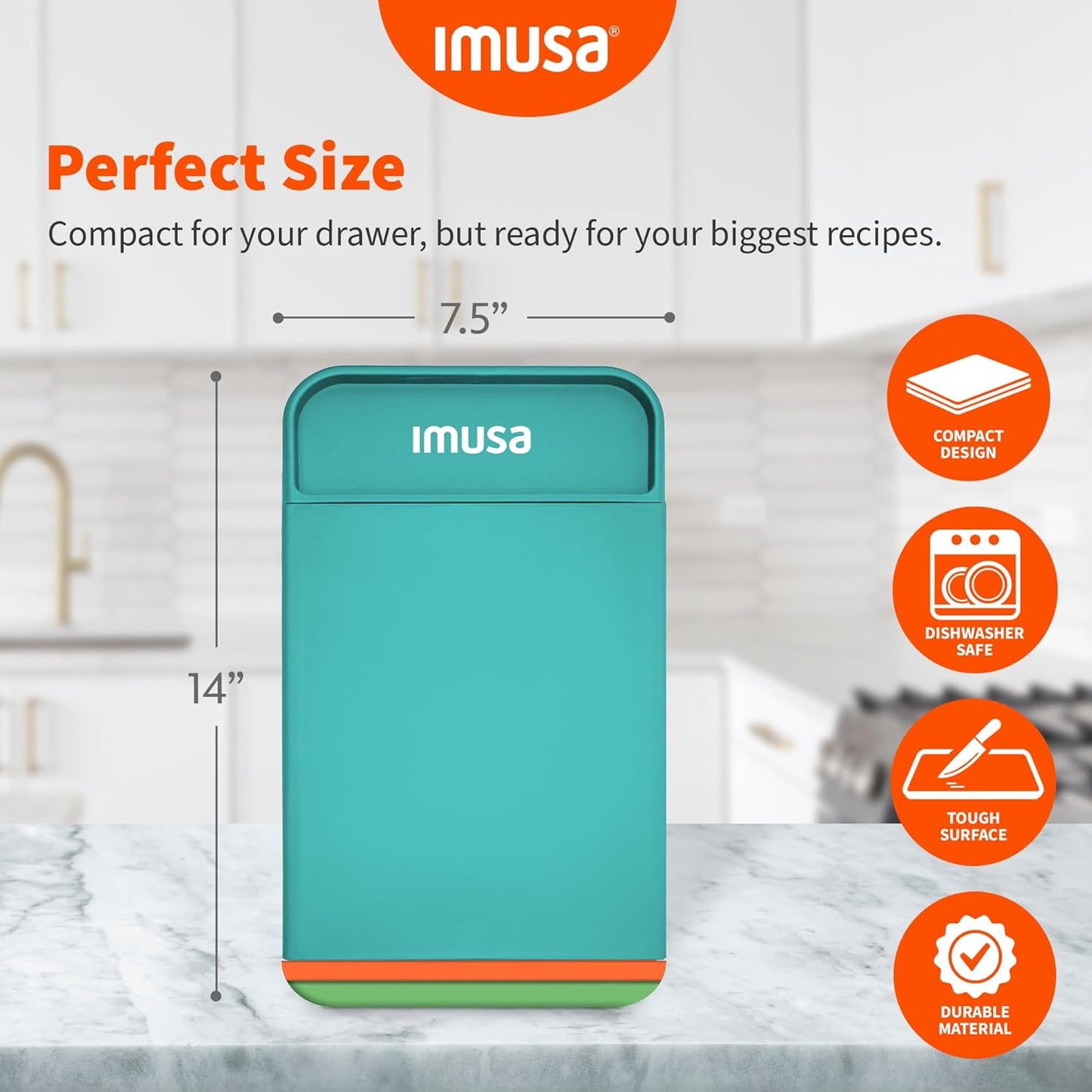IMUSA Cutting Board Set, 4-Piece 14"x7.5", Removable Tray | Plastic, color-coded for meat, veggies, and fruit to prevent cross-contamination, nesting design saves space, dishwasher safe