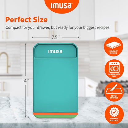 IMUSA Cutting Board Set, 4-Piece 14"x7.5", Removable Tray | Plastic, color-coded for meat, veggies, and fruit to prevent cross-contamination, nesting design saves space, dishwasher safe