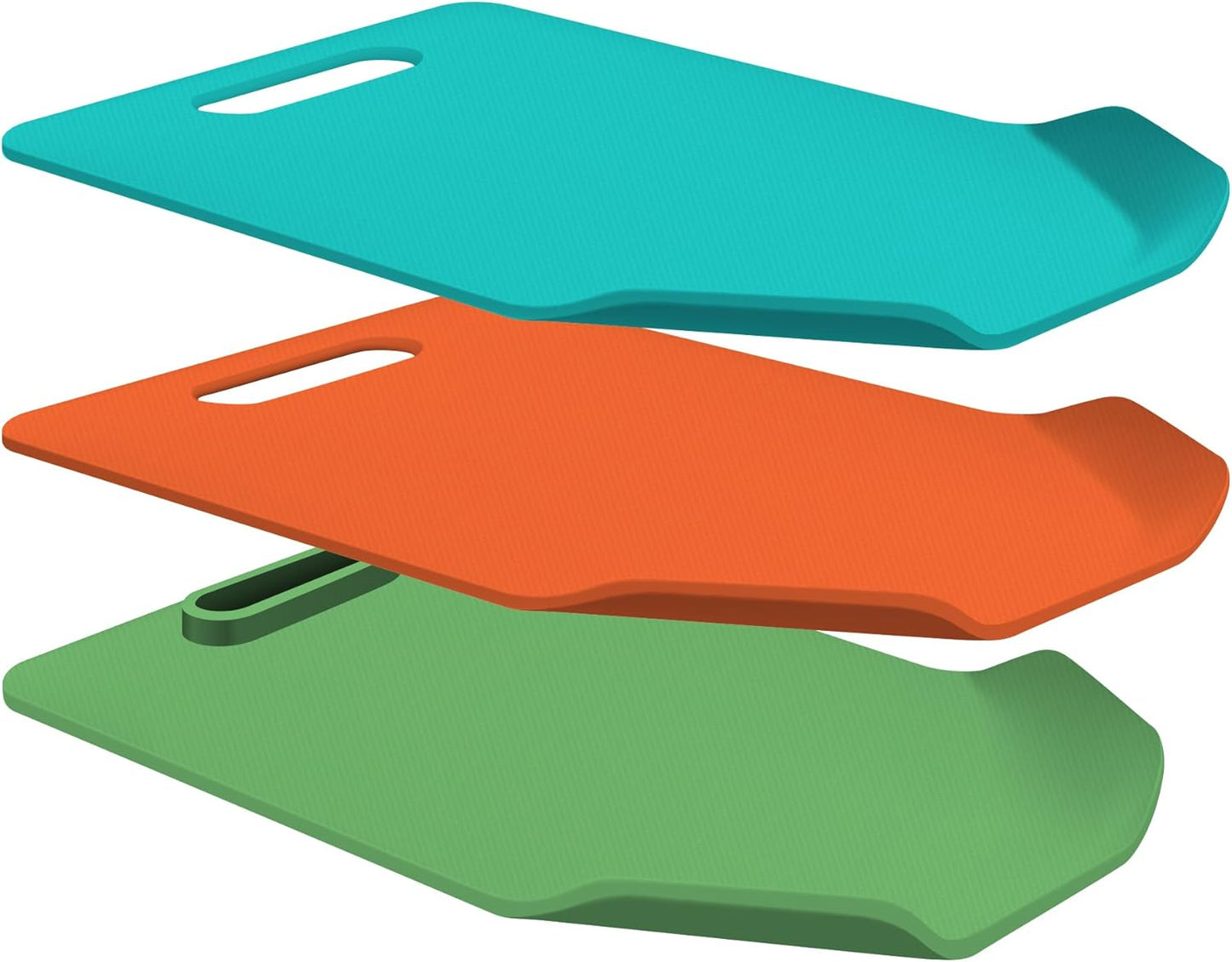 IMUSA Cutting Board Set, 4-Piece 14"x7.5", Removable Tray | Plastic, color-coded for meat, veggies, and fruit to prevent cross-contamination, nesting design saves space, dishwasher safe