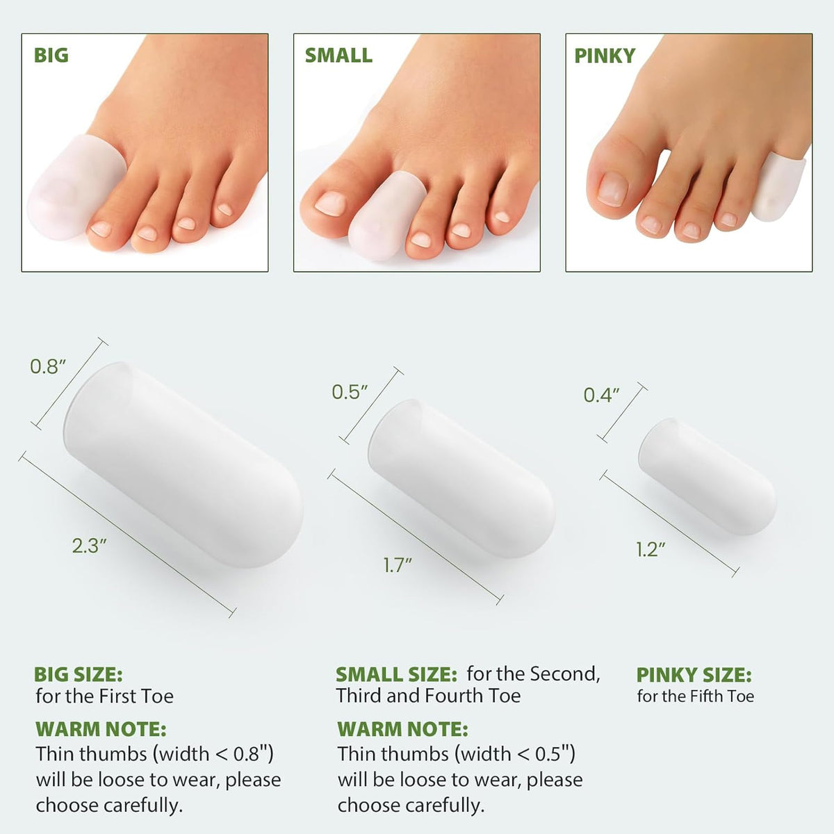 Silicone Toe Protectors - 12 Pack Gel Toe Sleeves Toe Protectors - Toe Caps with Aloe Vera Essential Oils - Toe Cushions for Pain Relief, Toe Protection for Corns, Calluses (8L + 4S)