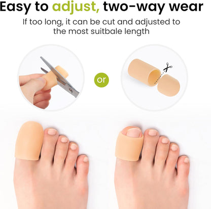 Silicone Toe Protectors - 12 Pack Gel Toe Sleeves Toe Protectors - Toe Caps with Aloe Vera Essential Oils - Toe Cushions for Pain Relief, Toe Protection for Corns, Calluses (8L + 4S)