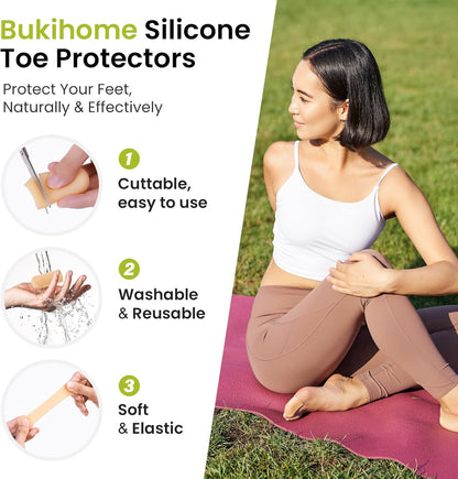 Silicone Toe Protectors - 12 Pack Gel Toe Sleeves Toe Protectors - Toe Caps with Aloe Vera Essential Oils - Toe Cushions for Pain Relief, Toe Protection for Corns, Calluses (8L + 4S)