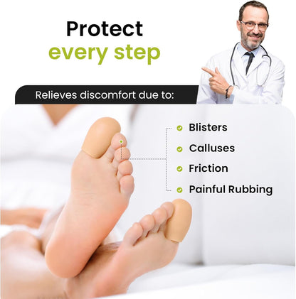 Silicone Toe Protectors - 12 Pack Gel Toe Sleeves Toe Protectors - Toe Caps with Aloe Vera Essential Oils - Toe Cushions for Pain Relief, Toe Protection for Corns, Calluses (8L + 4S)