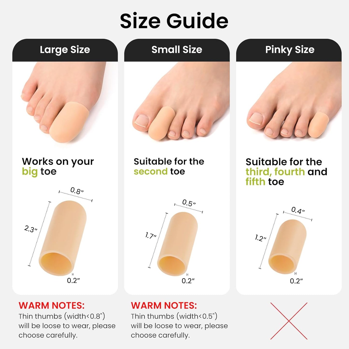 Silicone Toe Protectors - 12 Pack Gel Toe Sleeves Toe Protectors - Toe Caps with Aloe Vera Essential Oils - Toe Cushions for Pain Relief, Toe Protection for Corns, Calluses (8L + 4S)