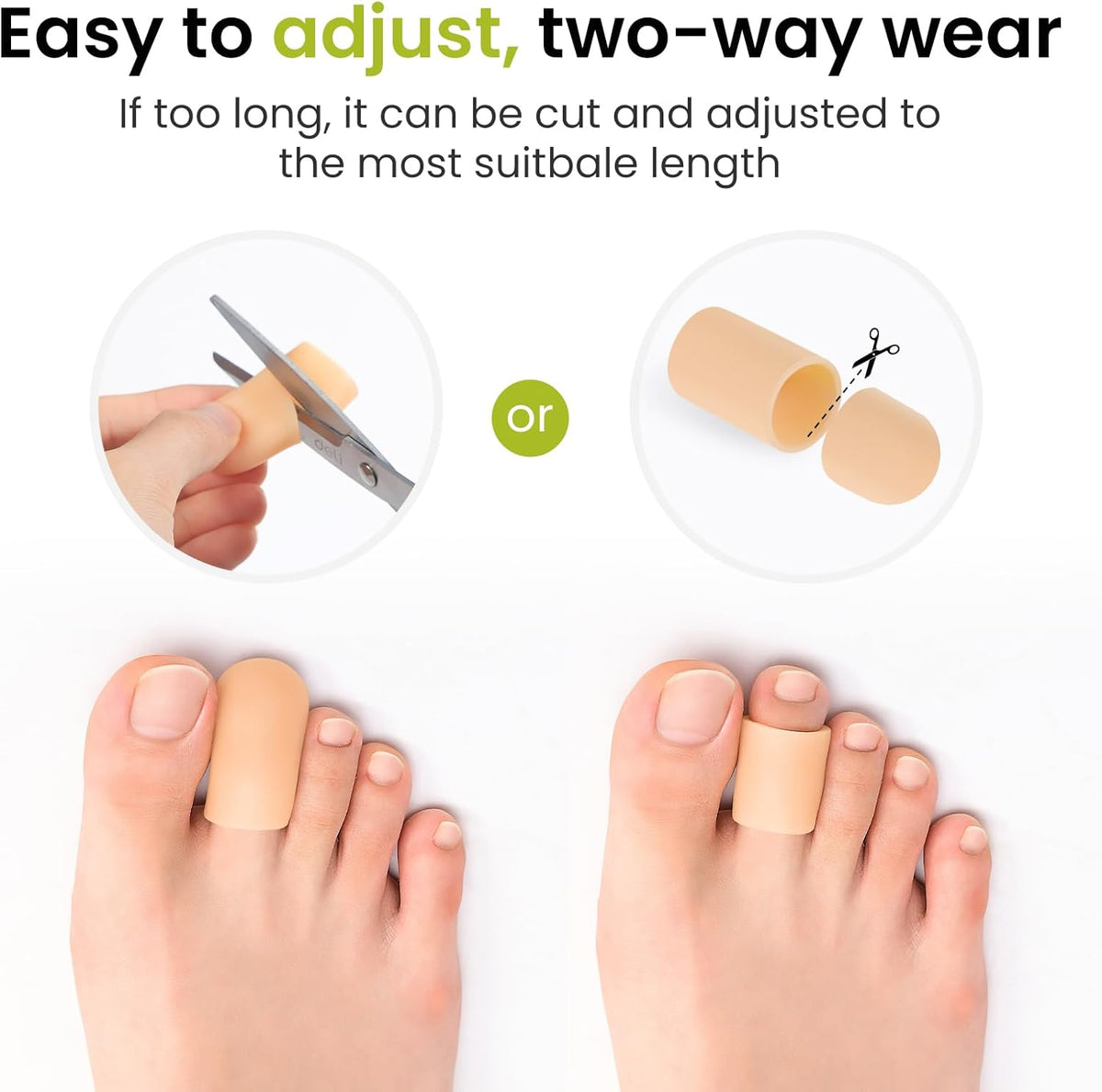 Silicone Toe Protectors - 12 Pack Gel Toe Sleeves Toe Protectors - Toe Caps with Aloe Vera Essential Oils - Toe Cushions for Pain Relief, Toe Protection for Corns, Calluses (8L + 4S)
