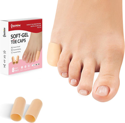 Silicone Toe Protectors - 12 Pack Gel Toe Sleeves Toe Protectors - Toe Caps with Aloe Vera Essential Oils - Toe Cushions for Pain Relief, Toe Protection for Corns, Calluses (8L + 4S)