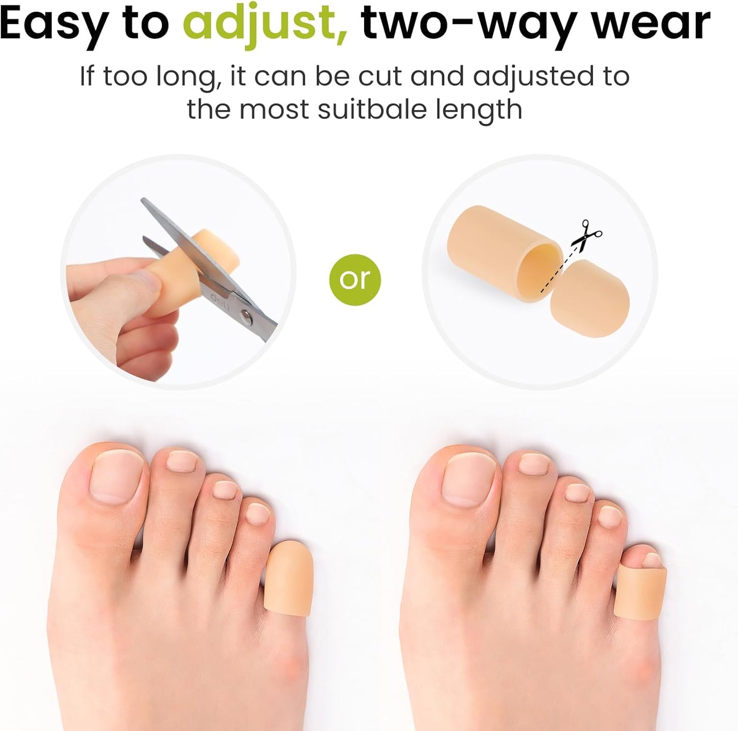 Silicone Toe Protectors - 12 Pack Gel Toe Sleeves Toe Protectors - Toe Caps with Aloe Vera Essential Oils - Toe Cushions for Pain Relief, Toe Protection for Corns, Calluses (8L + 4S)