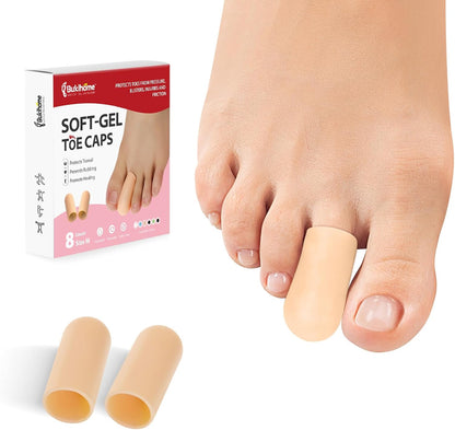Silicone Toe Protectors - 12 Pack Gel Toe Sleeves Toe Protectors - Toe Caps with Aloe Vera Essential Oils - Toe Cushions for Pain Relief, Toe Protection for Corns, Calluses (8L + 4S)