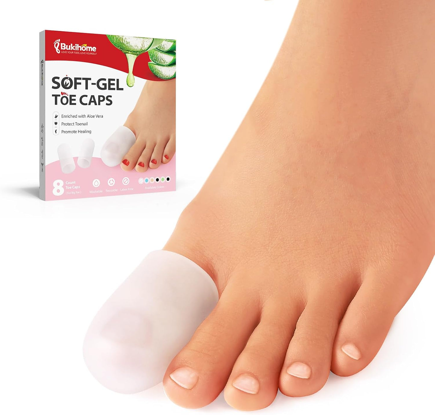 Silicone Toe Protectors - 12 Pack Gel Toe Sleeves Toe Protectors - Toe Caps with Aloe Vera Essential Oils - Toe Cushions for Pain Relief, Toe Protection for Corns, Calluses (8L + 4S)
