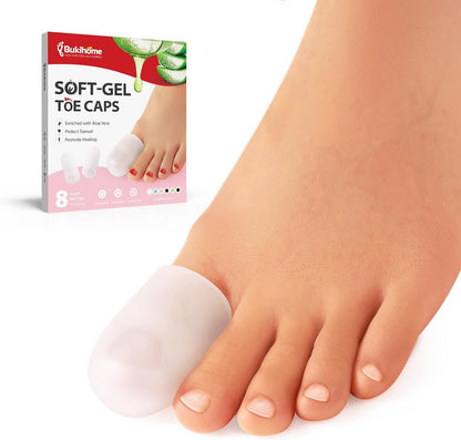 Silicone Toe Protectors - 12 Pack Gel Toe Sleeves Toe Protectors - Toe Caps with Aloe Vera Essential Oils - Toe Cushions for Pain Relief, Toe Protection for Corns, Calluses (8L + 4S)