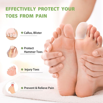Silicone Toe Protectors - 12 Pack Gel Toe Sleeves Toe Protectors - Toe Caps with Aloe Vera Essential Oils - Toe Cushions for Pain Relief, Toe Protection for Corns, Calluses (8L + 4S)