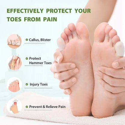 Silicone Toe Protectors - 12 Pack Gel Toe Sleeves Toe Protectors - Toe Caps with Aloe Vera Essential Oils - Toe Cushions for Pain Relief, Toe Protection for Corns, Calluses (8L + 4S)