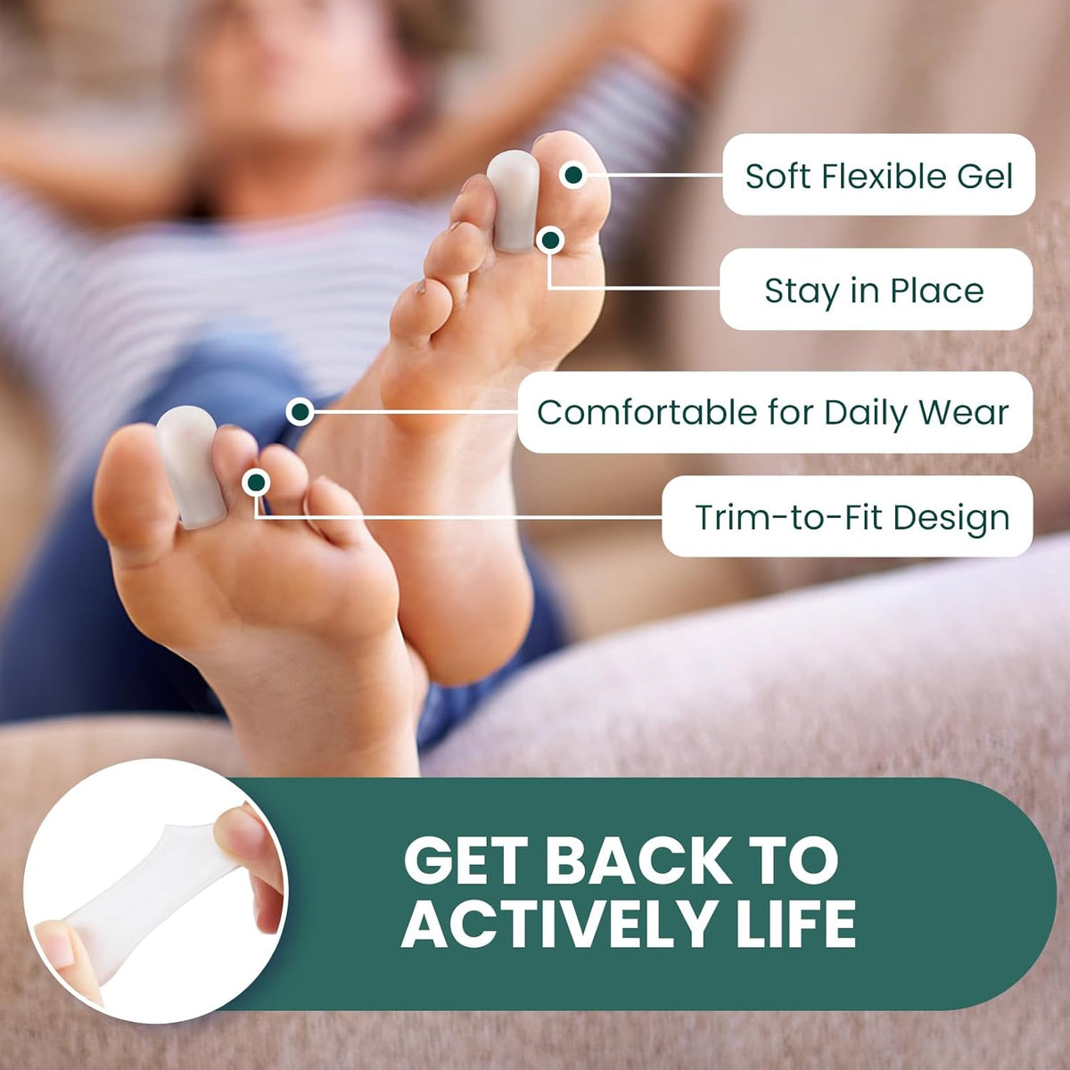 Silicone Toe Protectors - 12 Pack Gel Toe Sleeves Toe Protectors - Toe Caps with Aloe Vera Essential Oils - Toe Cushions for Pain Relief, Toe Protection for Corns, Calluses (8L + 4S)