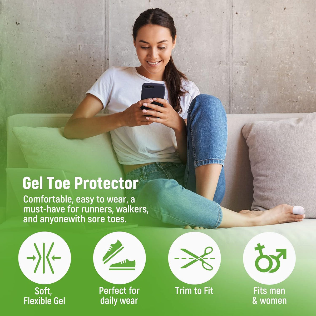 Silicone Toe Protectors - 12 Pack Gel Toe Sleeves Toe Protectors - Toe Caps with Aloe Vera Essential Oils - Toe Cushions for Pain Relief, Toe Protection for Corns, Calluses (8L + 4S)