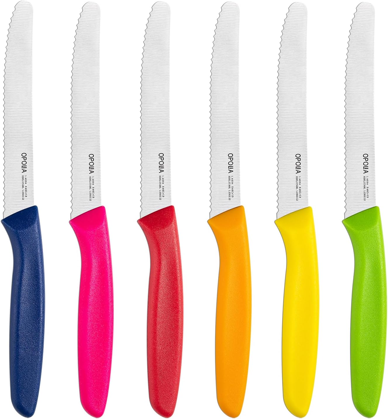 Steak Knives,Sharp Serrated Kitchen Knives,6 Pieces Black Bread Knife,Multi-purpose Kitchen Knife,High-Carbon Stainless Steel Tamato Knives Set,Ergonomic Handle,Dishwasher Safe