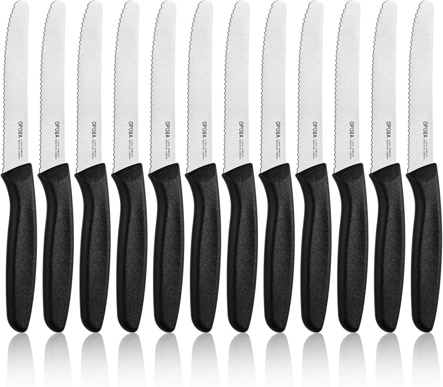 Steak Knives,Sharp Serrated Kitchen Knives,6 Pieces Black Bread Knife,Multi-purpose Kitchen Knife,High-Carbon Stainless Steel Tamato Knives Set,Ergonomic Handle,Dishwasher Safe