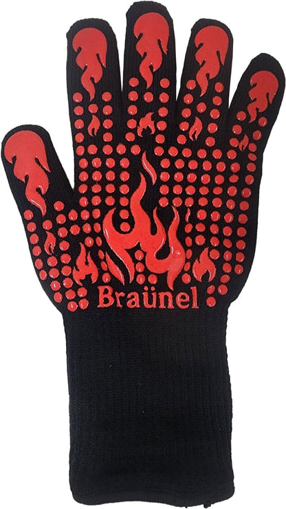 BBQ Gloves, 1472 Degree F Heat Resistant Grilling Gloves Silicone Non-Slip Oven Gloves Long Kitchen Gloves for Cooking, Barbecue, Baking, Cutting and More
