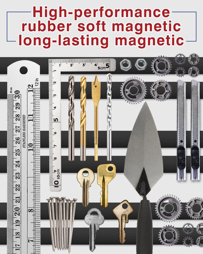 Magnetic Tape 3 Rolls 30Ft Flexible Magnet Strips with Strong Adhesive Backing (Each 10 Feet x 1/16" Thick x 1/2" Wide) Anisotropic Magnetic Roll