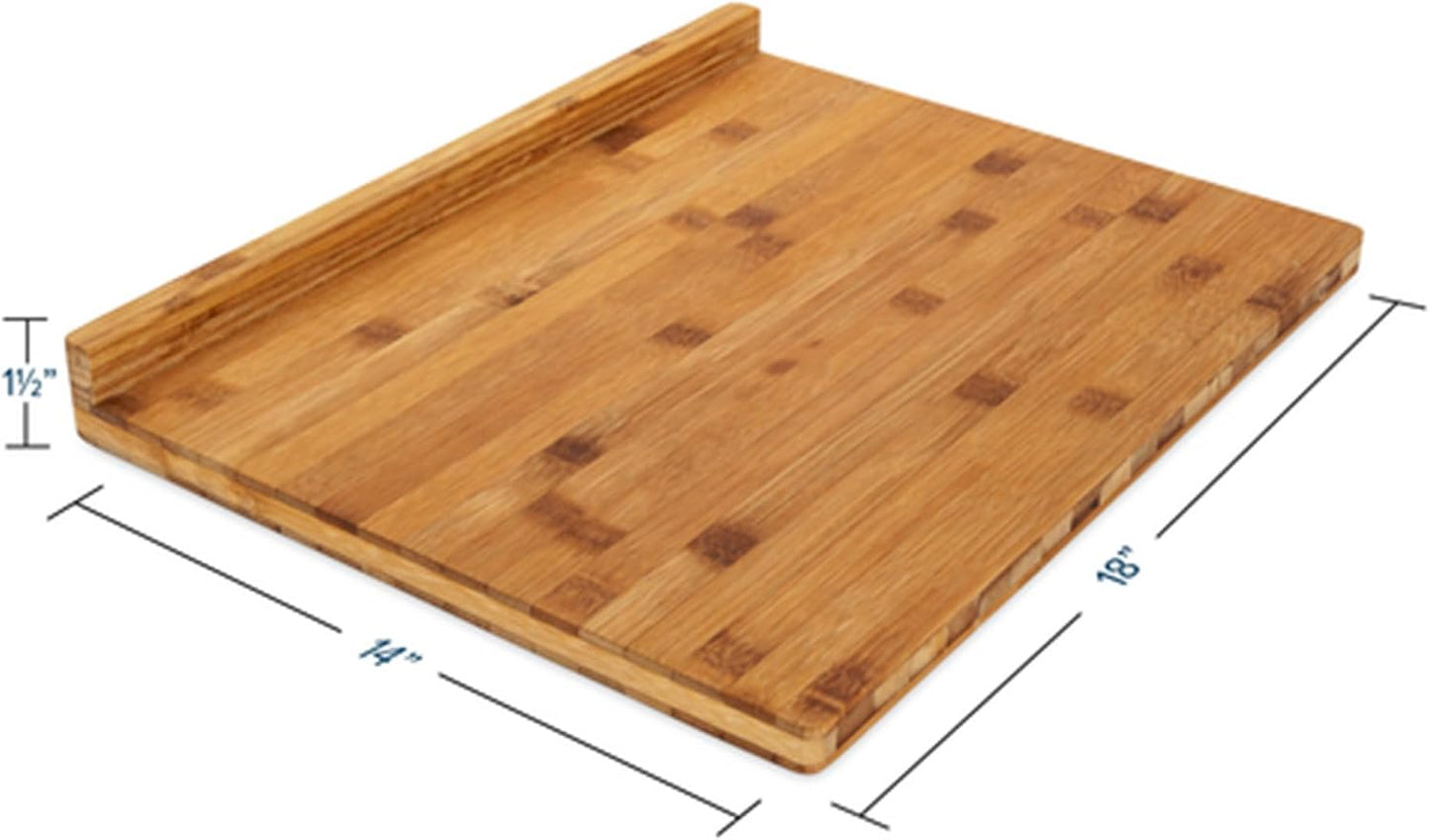 Bamboo Cutting Board with Counter Edge | Perfect for Vegetables, Fruits, Meats, and Cheeses | Measures 18-inches x 14-inches x 1-3/4-inches (43545), Brown