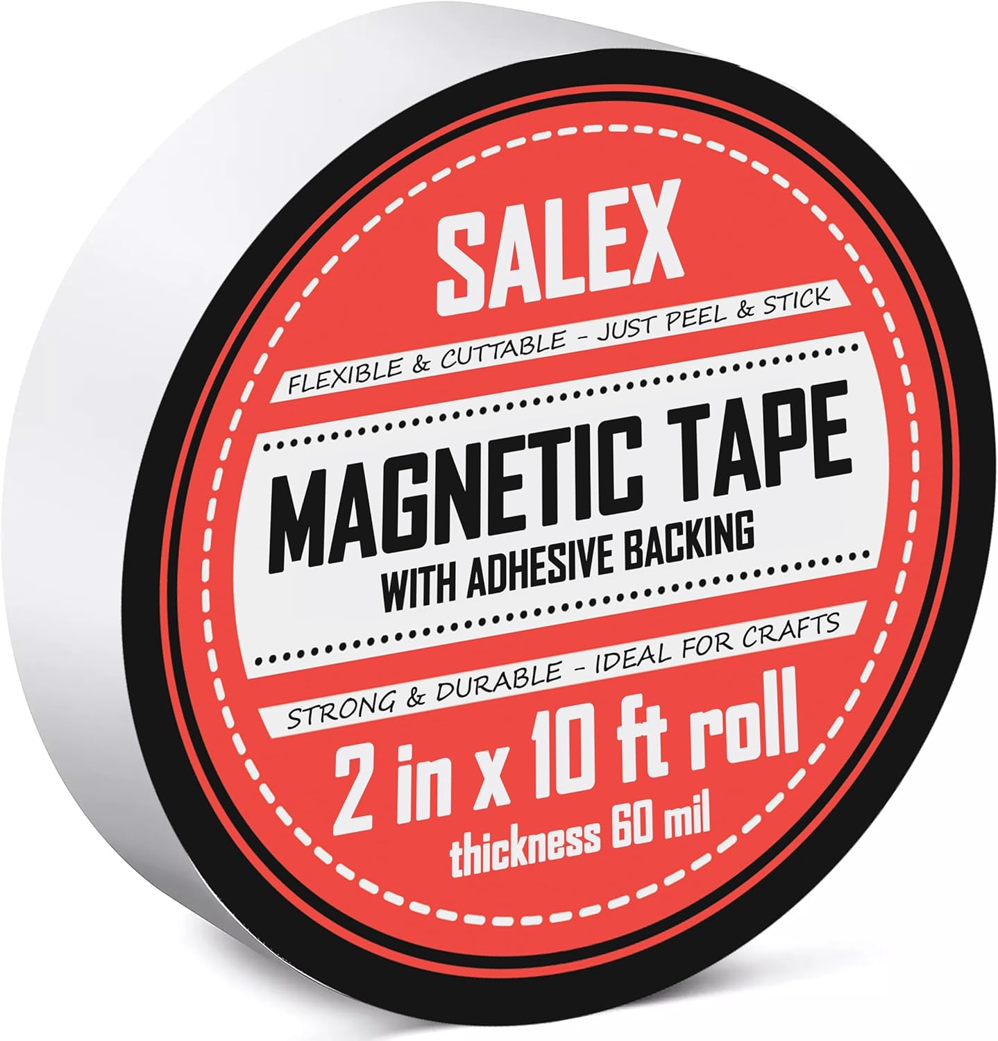 Magnetic Tape with Adhesive Backing 1/4 inch Wide - Thick 60 mil Magnet Tape Roll to Make Sticky Magnet Strips, Strong Squares, Dots, Flexible Sheets, Cutting Own Fridge Magnets, Crafts