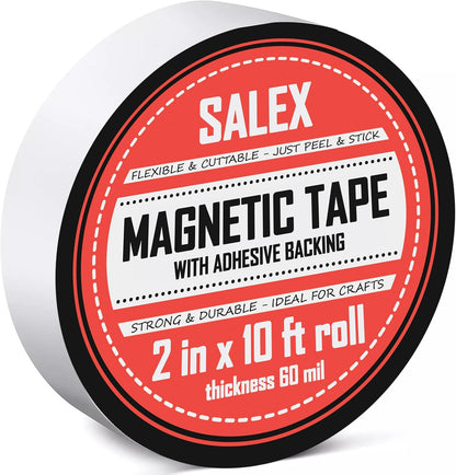 Magnetic Tape with Adhesive Backing 1/4 inch Wide - Thick 60 mil Magnet Tape Roll to Make Sticky Magnet Strips, Strong Squares, Dots, Flexible Sheets, Cutting Own Fridge Magnets, Crafts