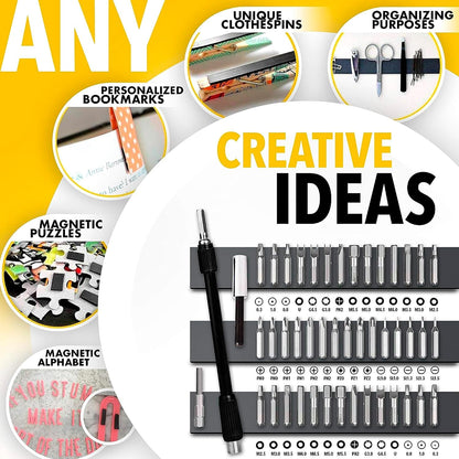 Magnetic Tape with Adhesive Backing 1/4 inch Wide - Thick 60 mil Magnet Tape Roll to Make Sticky Magnet Strips, Strong Squares, Dots, Flexible Sheets, Cutting Own Fridge Magnets, Crafts